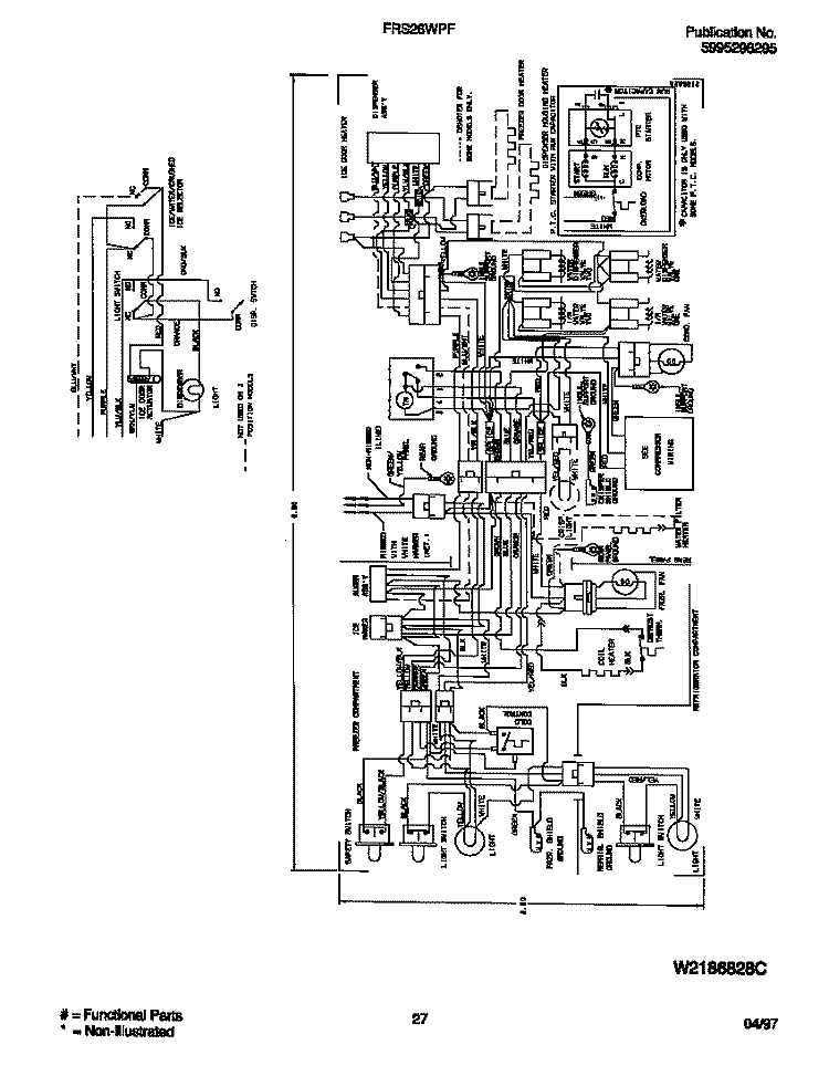 WIRING DIAGRAM Diagram and Parts List for FRS26WPFD0  Frigidaire Refrigerator