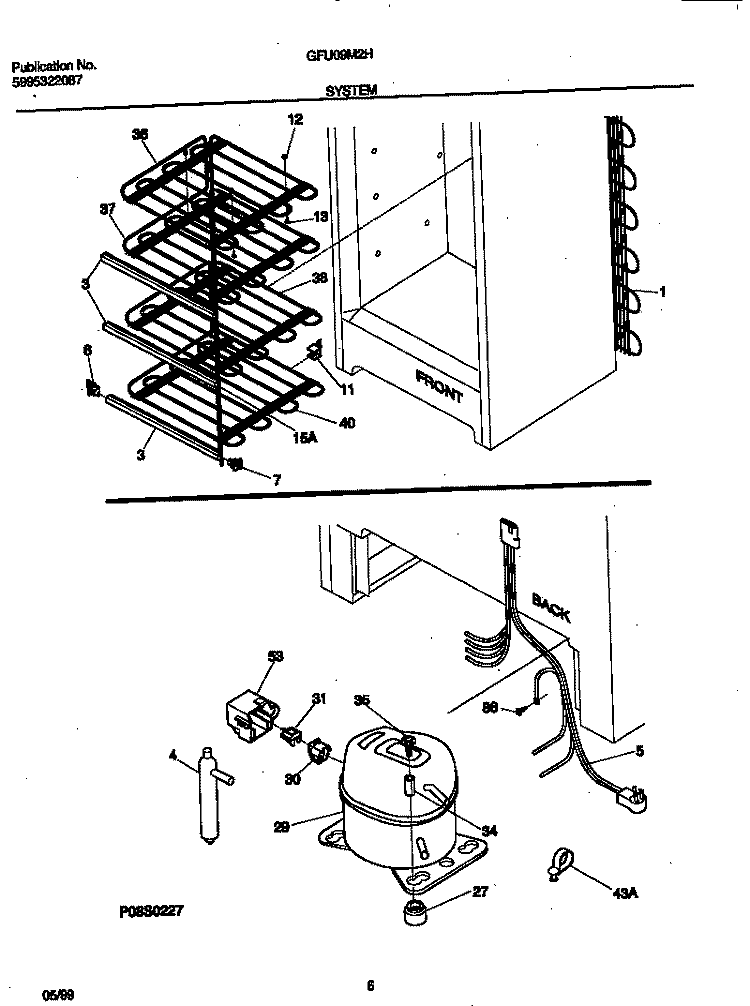 SYSTEM Diagram and Parts List for GFU09M2HW2  Gibson Freezer