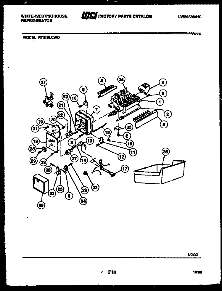 ICE MAKER PARTS Diagram and Parts List for RT215LCD0  Frigidaire Refrigerator