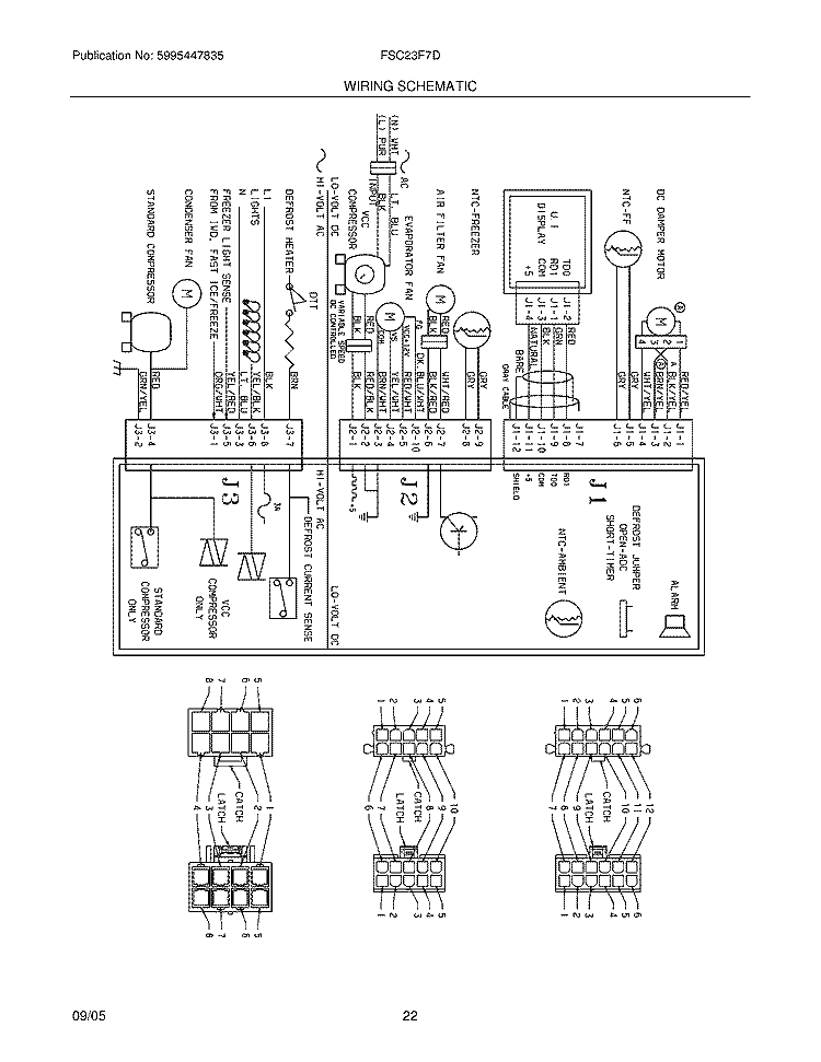 WIRING SCHEMATIC Diagram and Parts List for FSC23F7DB7  Frigidaire Refrigerator