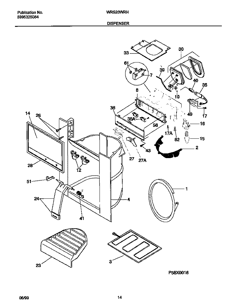 ICE DISPENSER Diagram and Parts List for WRS20WRHD0  Frigidaire Refrigerator
