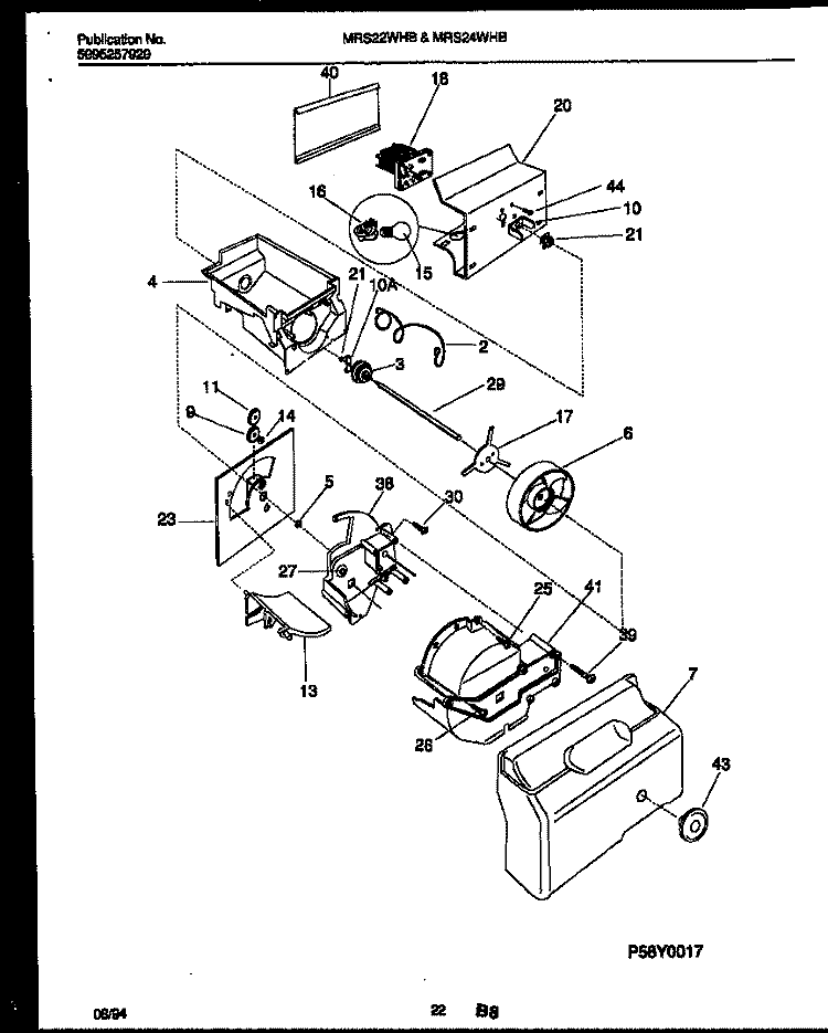 ICE DISPENSER Diagram and Parts List for MRS22WHBD0  Frigidaire Refrigerator