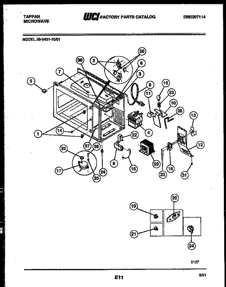 POWER CONTROL Diagram and Parts List for 56-8878-10-02  Tappan Microwave