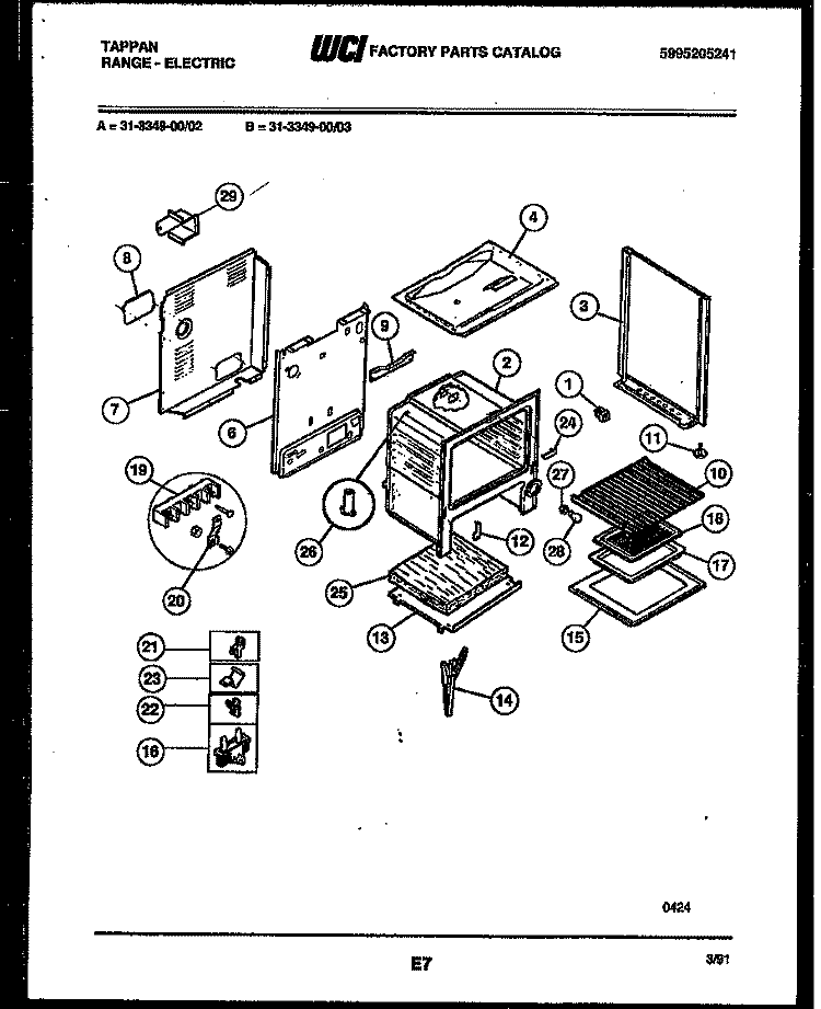 BODY PARTS Diagram and Parts List for 31-3347-00-02  Tappan Range
