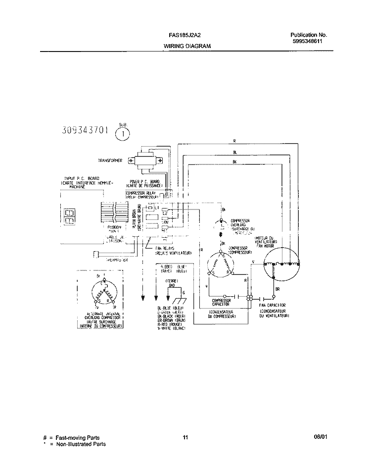 WIRING DIAGRAM Diagram and Parts List for FAS185J2A2  Frigidaire Air Conditioner