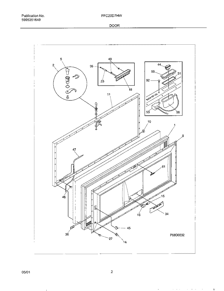 DOOR Diagram and Parts List for FFC20D7HW4  Frigidaire Freezer