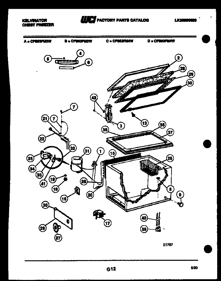 CHEST FREEZER PARTS Diagram and Parts List for CFS83FM4W  Kelvinator Freezer