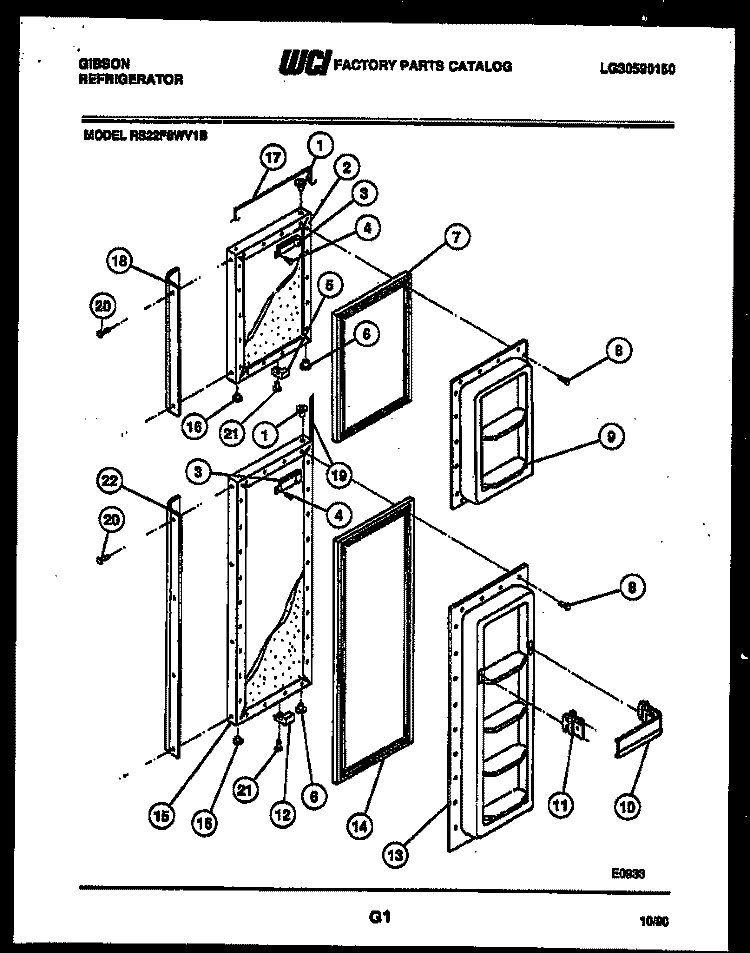 DOOR PARTS Diagram and Parts List for RS22F8WV1B  Gibson Refrigerator