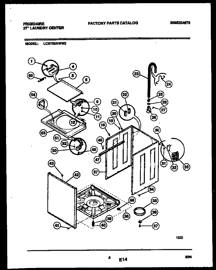 CABINET PARTS Diagram and Parts List for LCE702AWW2  Frigidaire Washer Dryer Combo
