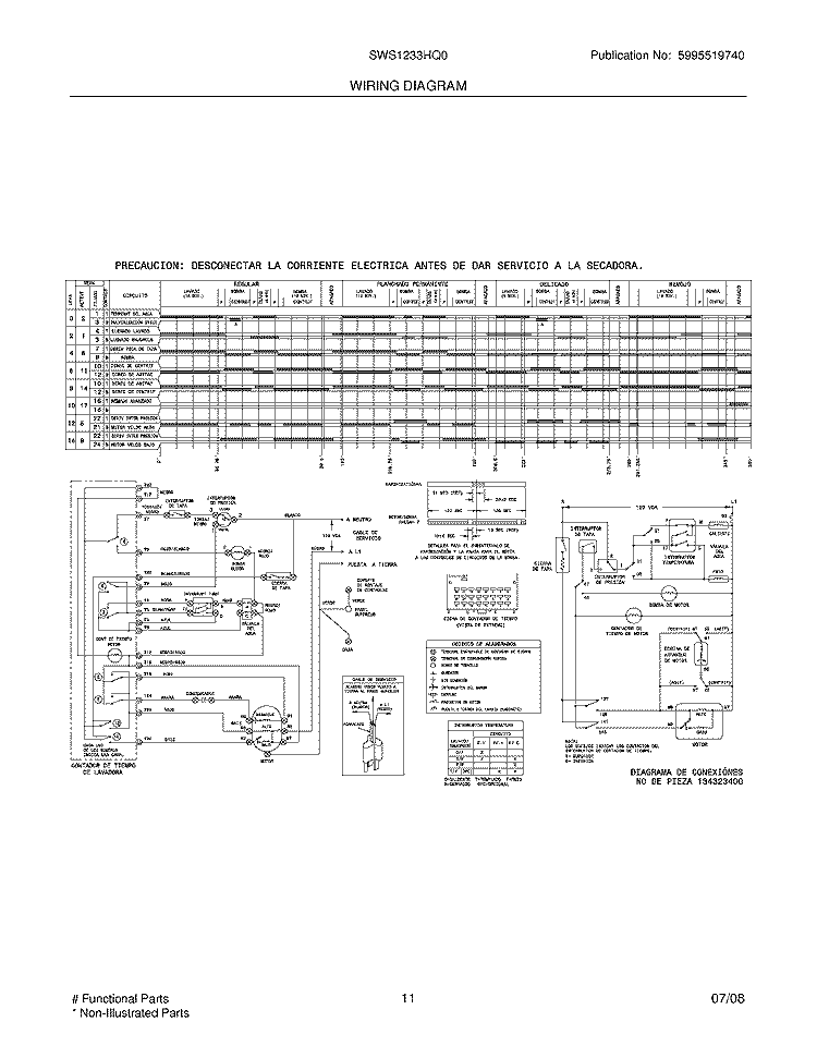WIRING DIAGRAM Diagram and Parts List for SWS1233HQ0  Westinghouse Washer