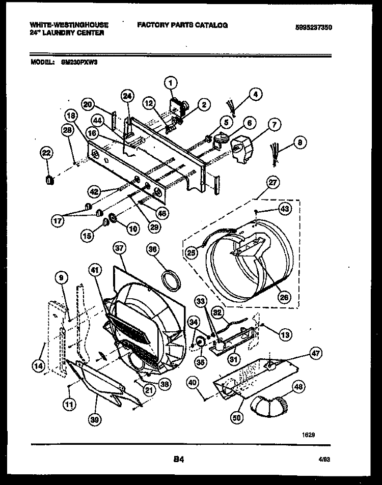 CONSOLE, CONTROL AND DRUM Diagram and Parts List for SM230PXD3  Frigidaire Washer