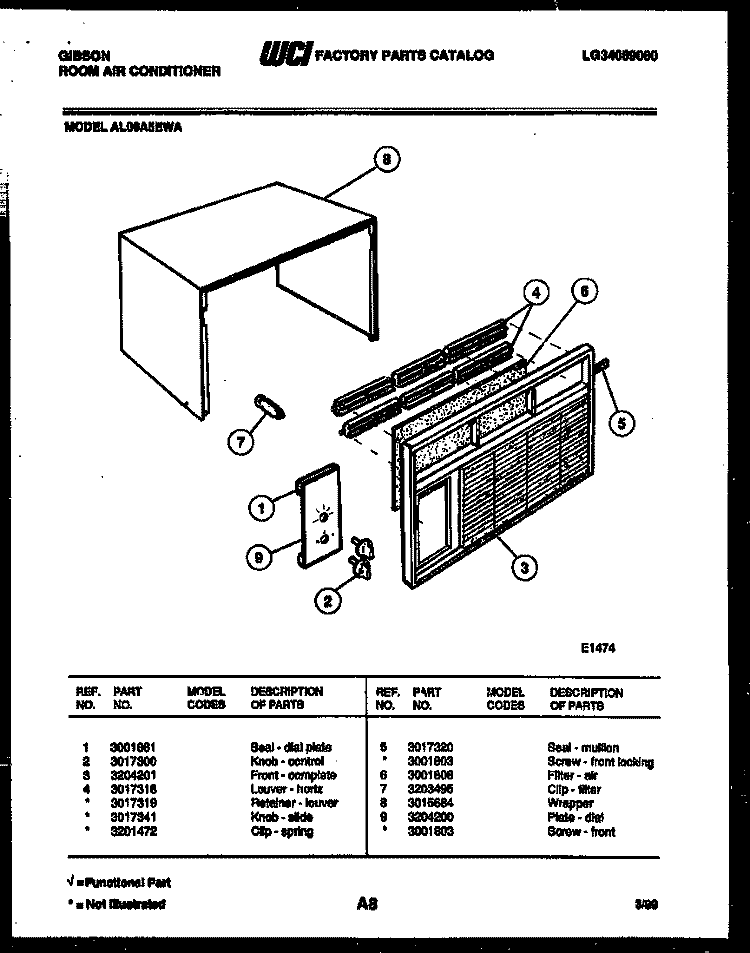 CABINET PARTS Diagram and Parts List for AL06A5EWA  Gibson Air Conditioner