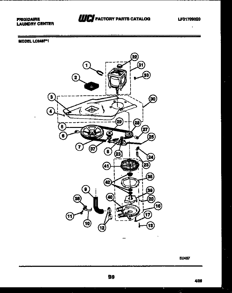 WASHER DRIVE SYSTEM AND PUMP Diagram and Parts List for LC248H1  Frigidaire Washer