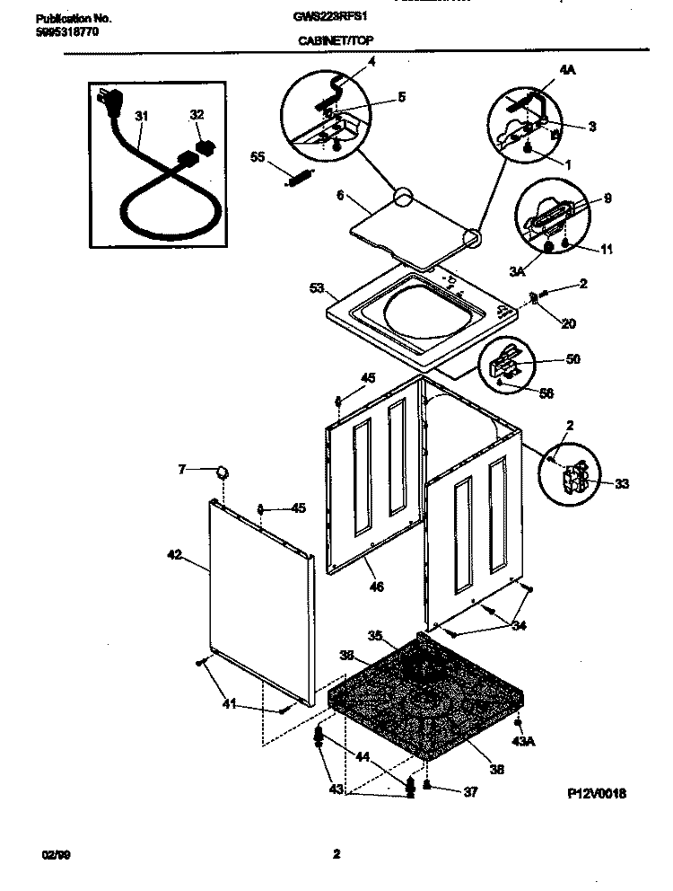 CABINET / TOP Diagram and Parts List for GWS223RFS1  Gibson Washer