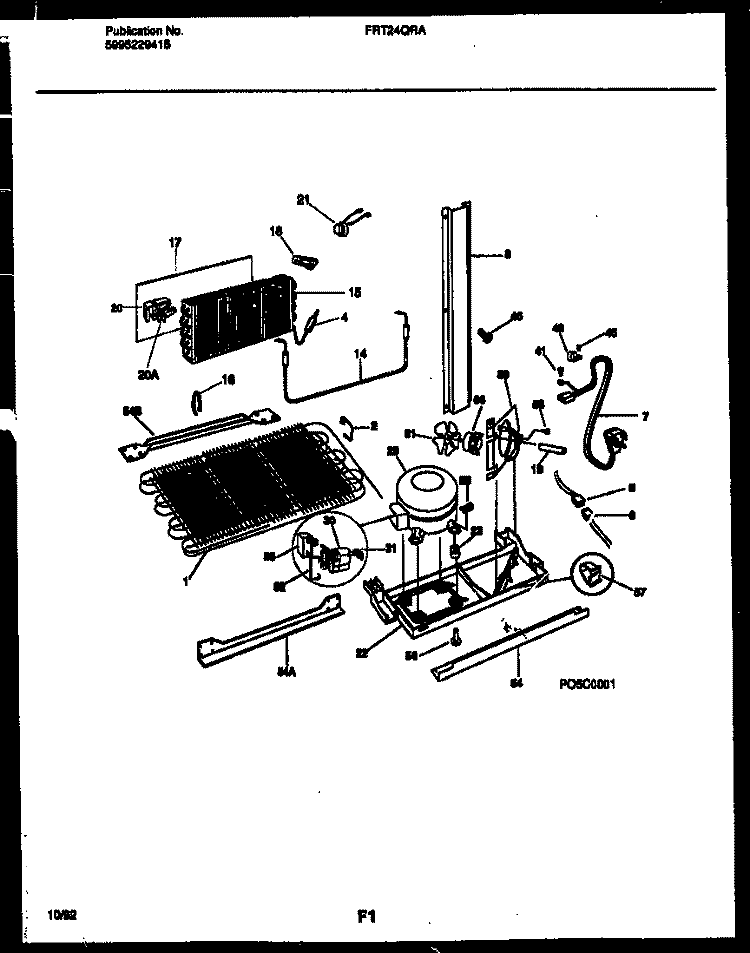 SYSTEM AND AUTOMATIC DEFROST PARTS Diagram and Parts List for FRT24QRAW1  Frigidaire Refrigerator