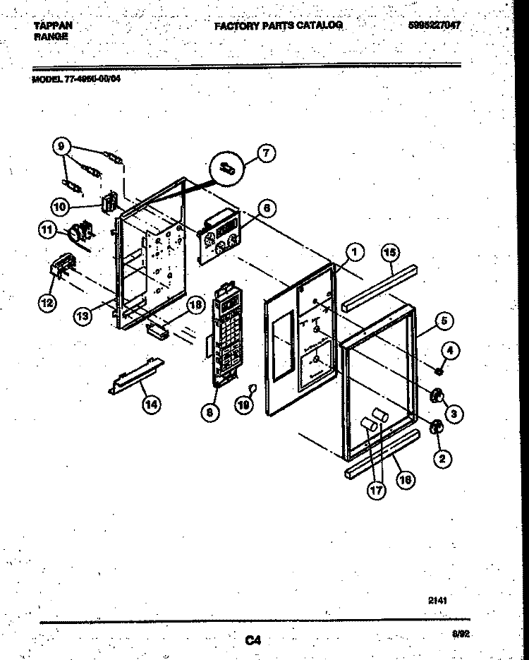 BODY PARTS Diagram and Parts List for 77-4950-00-04  Tappan Microwave Oven Combo