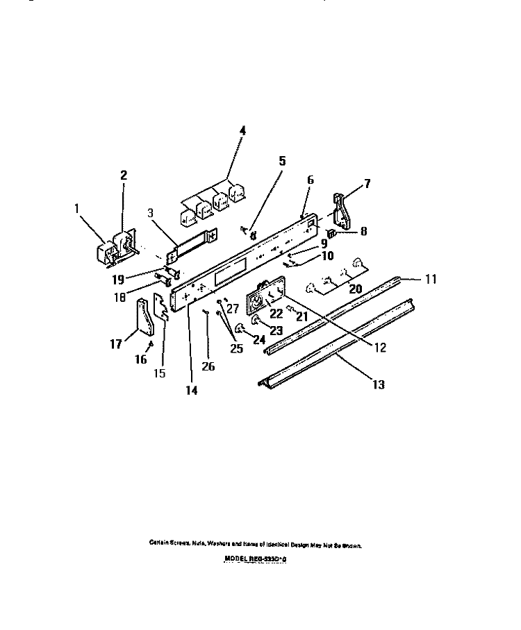 CONTROL PANEL, COOK - MASTER, SWITCHE Diagram and Parts List for REG533DL0  Frigidaire Range