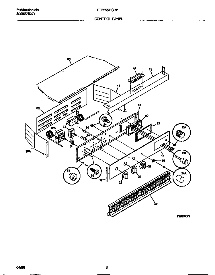CONTROL PANEL Diagram and Parts List for TEB555CCB2  Tappan Wall Oven