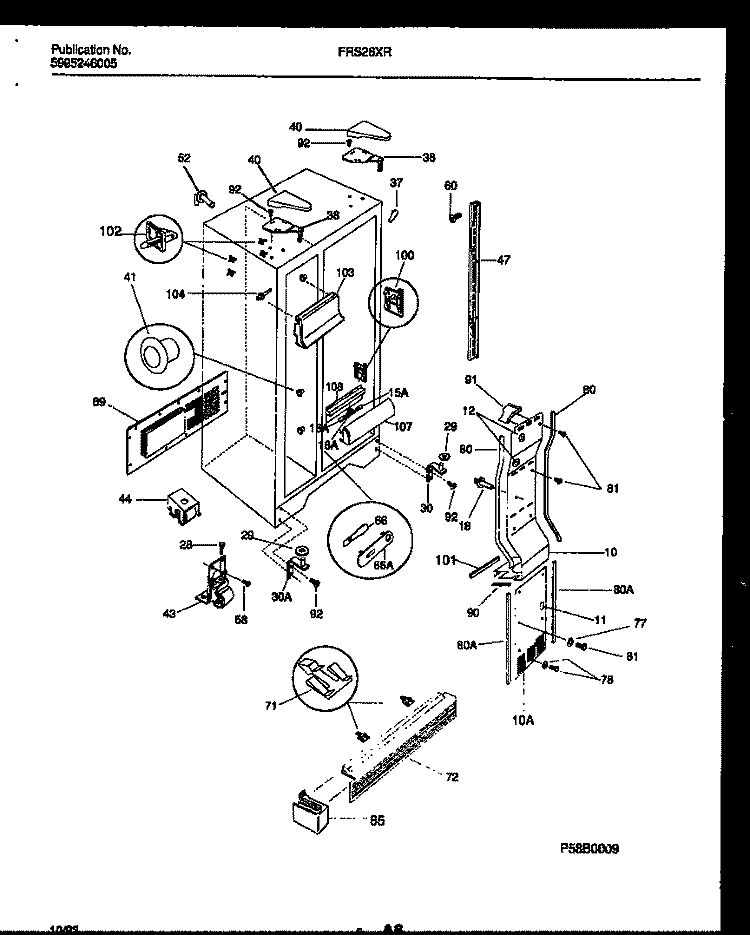CABINET PARTS Diagram and Parts List for FRS26XRAB0  Frigidaire Refrigerator