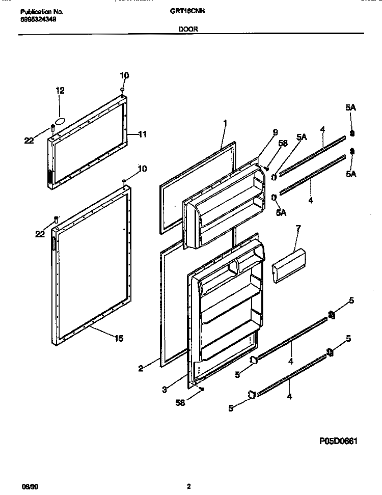 DOORS Diagram and Parts List for GRT16CNHW0  Gibson Refrigerator