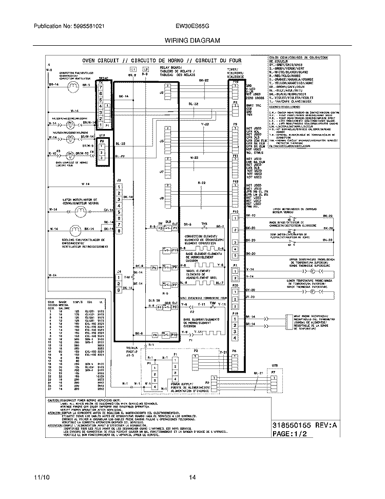 WIRING DIAGRAM Diagram and Parts List for EW30ES65GBE  Electrolux Range