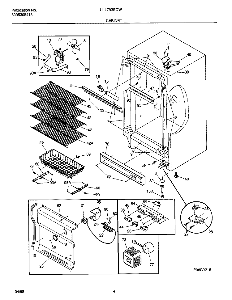 CABINET Diagram and Parts List for UL1793ECW7  Electrolux Freezer