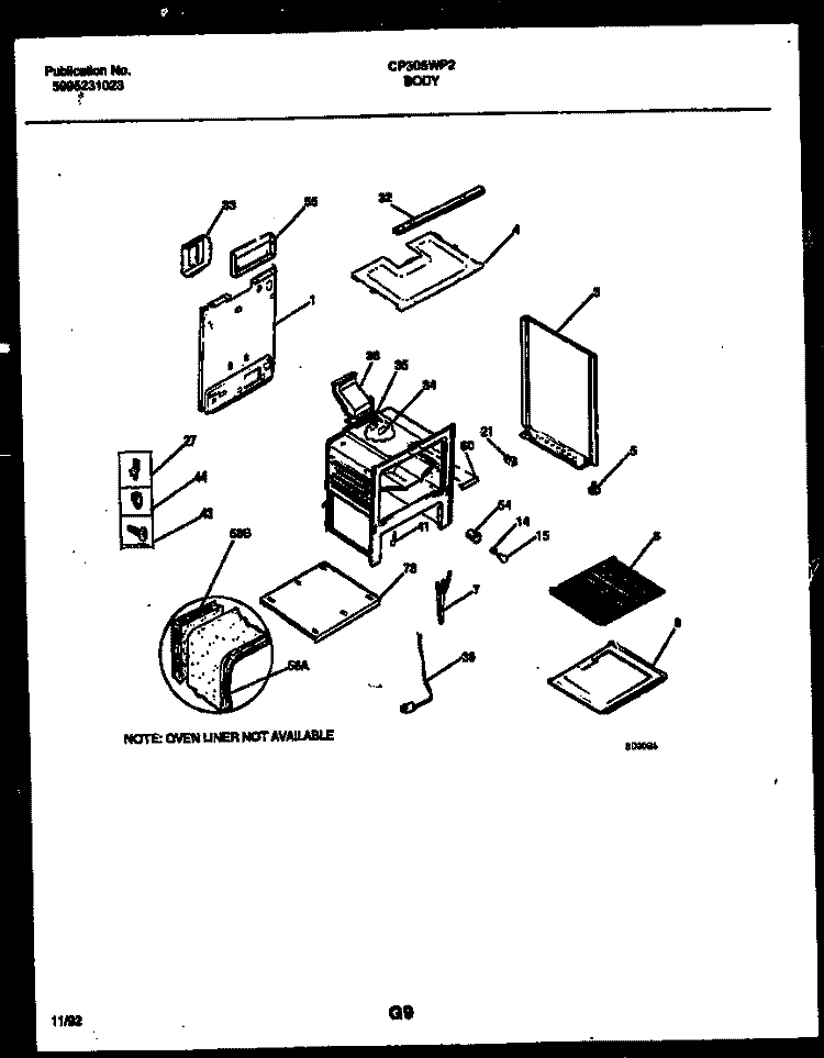 BODY PARTS Diagram and Parts List for CP305WP2W1  Frigidaire Range