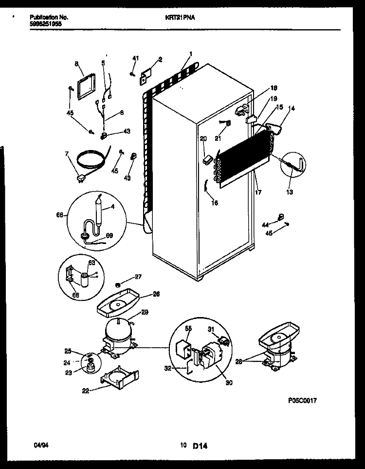SYSTEM AND AUTOMATIC DEFROST PARTS Diagram and Parts List for KRT21PNAW0  Kelvinator Refrigerator