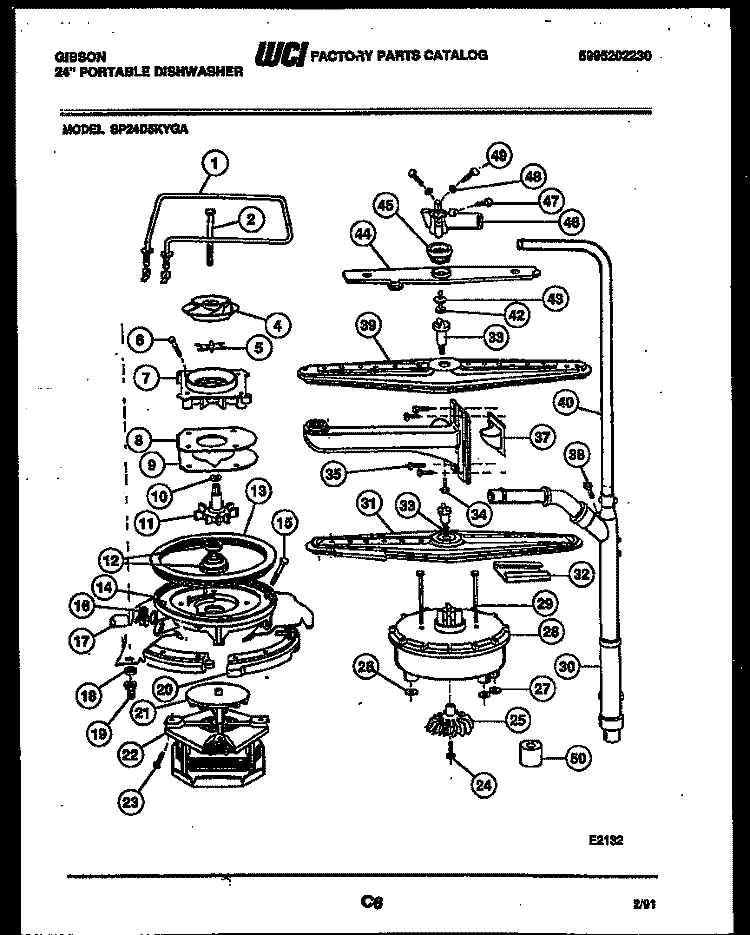MOTOR PUMP PARTS Diagram and Parts List for SP24D5KYGA  Gibson Dishwasher