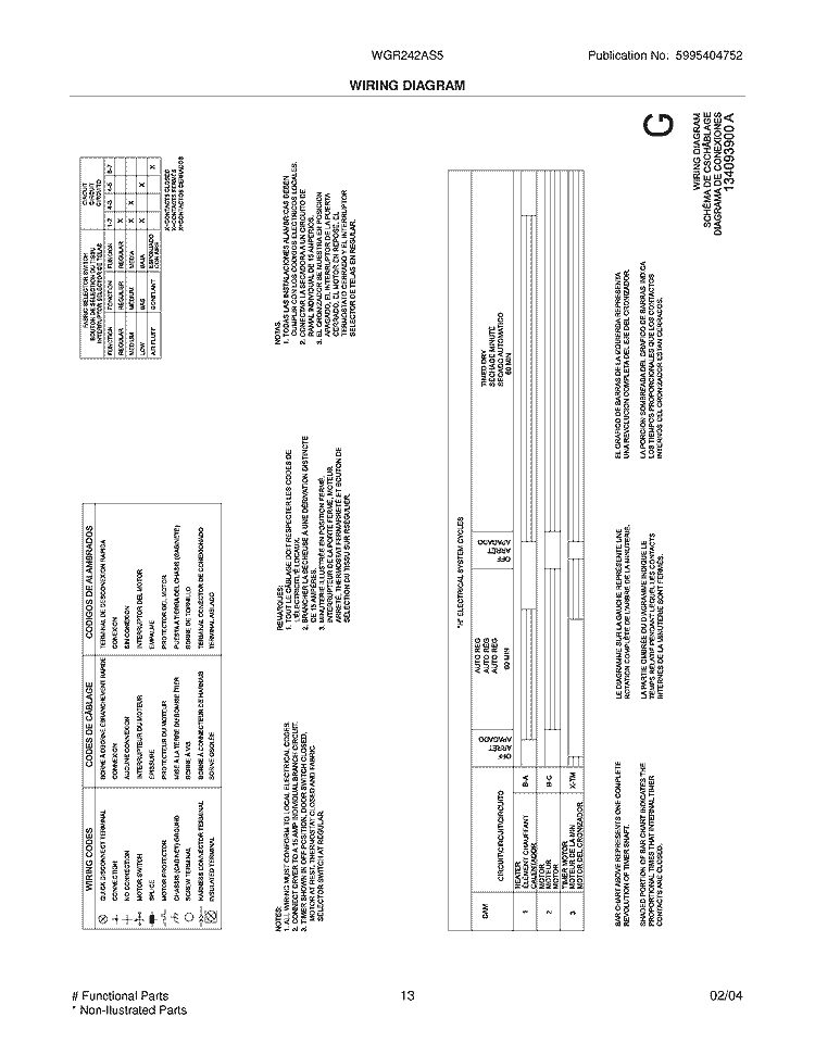 WIRING DIAGRAM Diagram and Parts List for WGR242AS5  Westinghouse Dryer