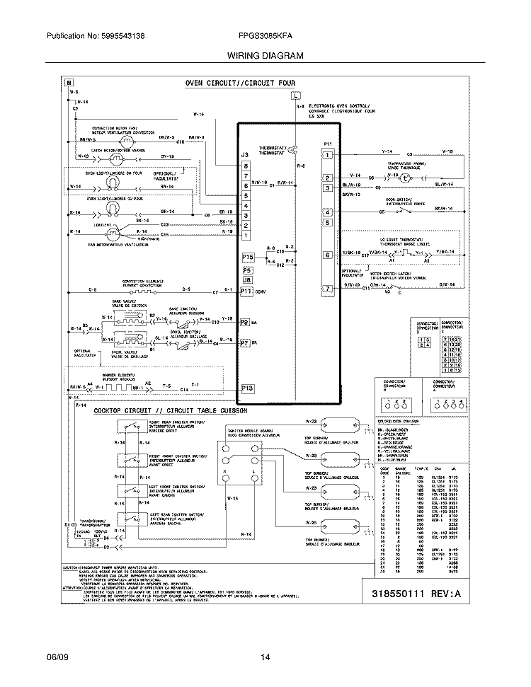 WIRING DIAGRAM Diagram and Parts List for FPGS3085KFA  Frigidaire Range