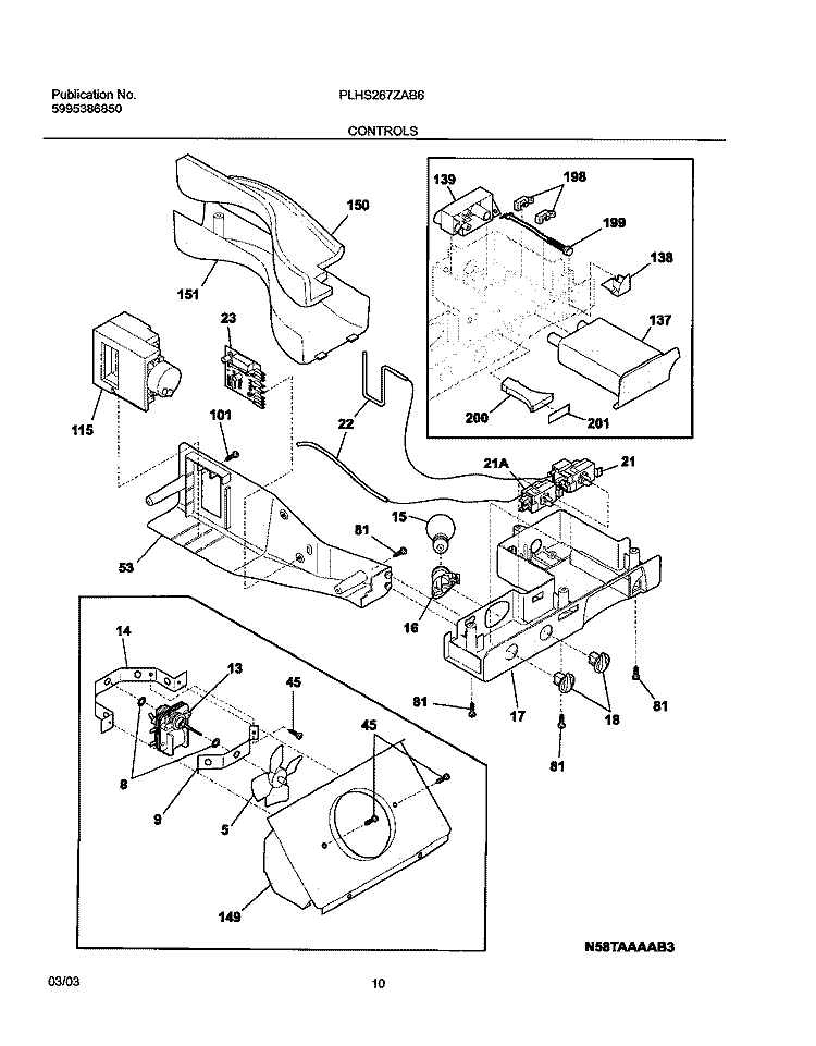 CONTROLS Diagram and Parts List for PLHS267ZAB6  Frigidaire Refrigerator