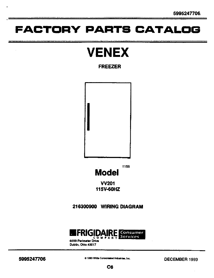 COVER Diagram and Parts List for VV201  Frigidaire Freezer