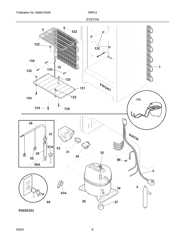 SYSTEM Diagram and Parts List for FMR12  Electrolux Freezer