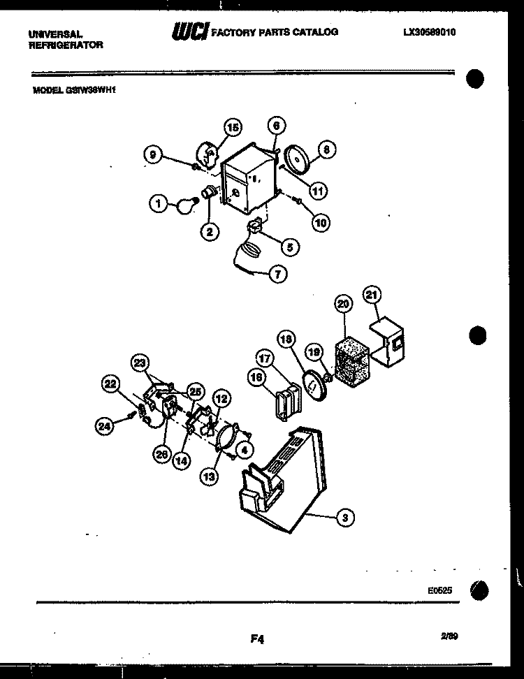 REFRIGERATOR CONTROL ASSEMBLY, DAMP Diagram and Parts List for GSIW36BH1  Frigidaire Refrigerator