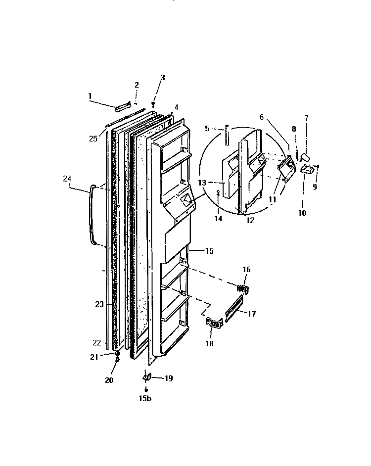 FREEZER DOOR Diagram and Parts List for FMW240AN5D  Kelvinator Refrigerator
