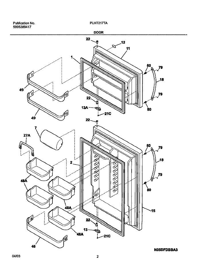 DOOR Diagram and Parts List for PLHT217TAB4  Frigidaire Refrigerator