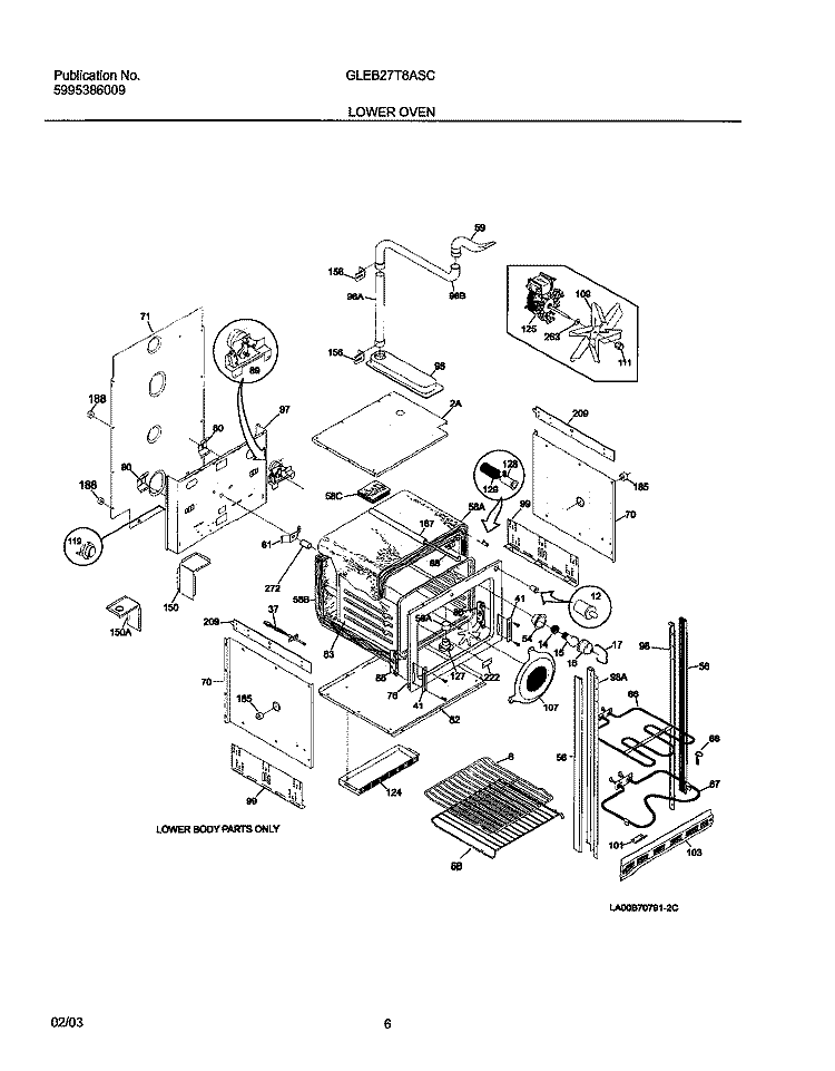 LOWER OVEN Diagram and Parts List for GLEB27T8ASC  Frigidaire Wall Oven