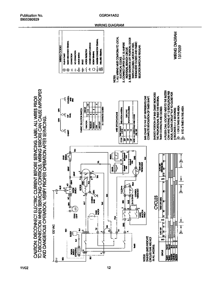 WIRING DIAGRAM Diagram and Parts List for GGR341AS2  Gibson Dryer