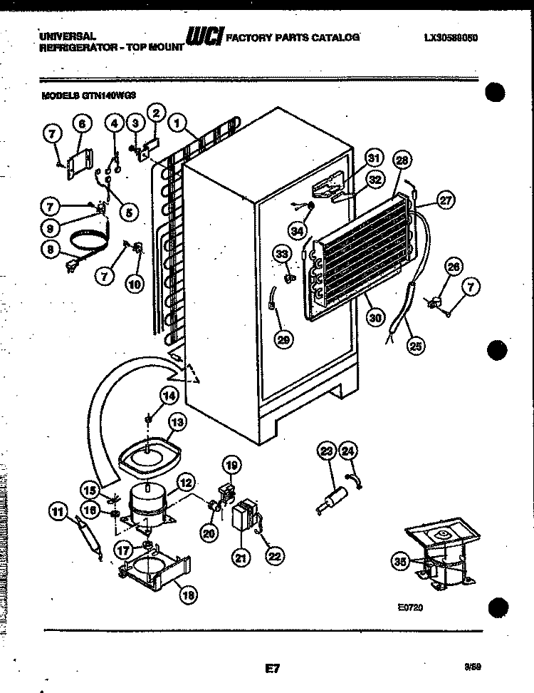 SYSTEM AND AUTOMATIC DEFROST PARTS Diagram and Parts List for GTN140WGY3  Uni Refrigerator