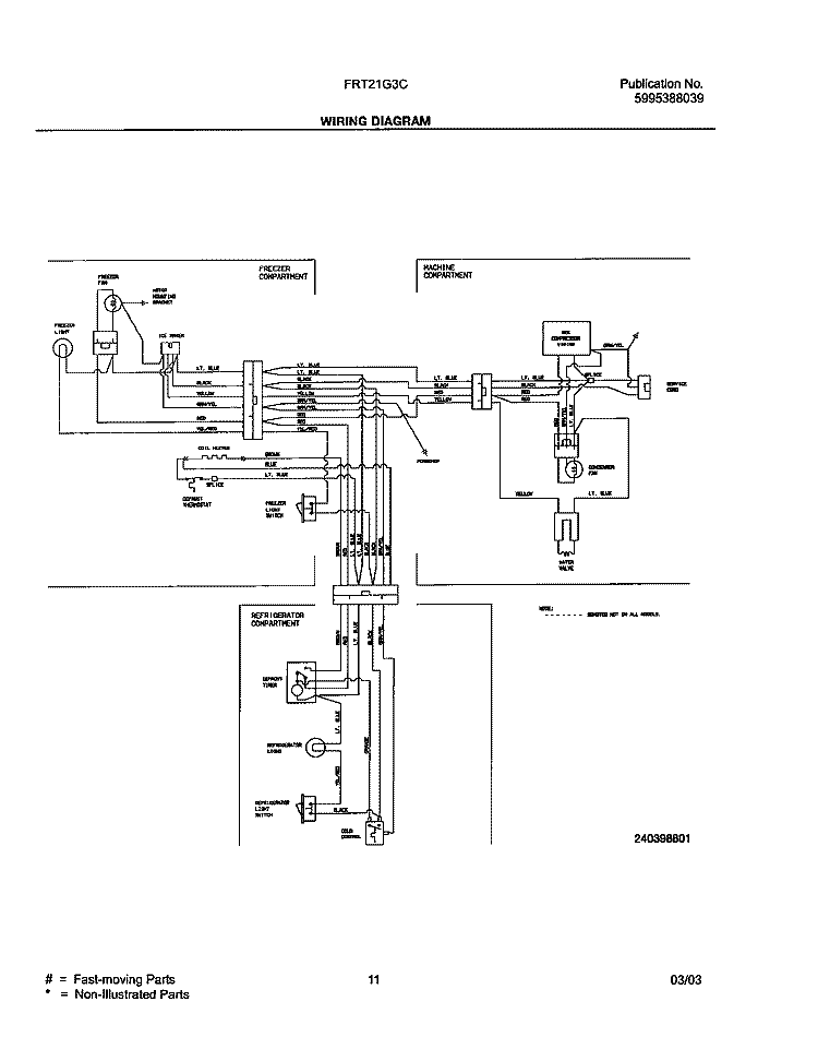 WIRING DIAGRAM Diagram and Parts List for FRT21G3CW0  Frigidaire Refrigerator
