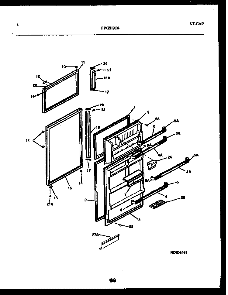 DOOR PARTS Diagram and Parts List for FPGS19TSL0  Frigidaire Refrigerator