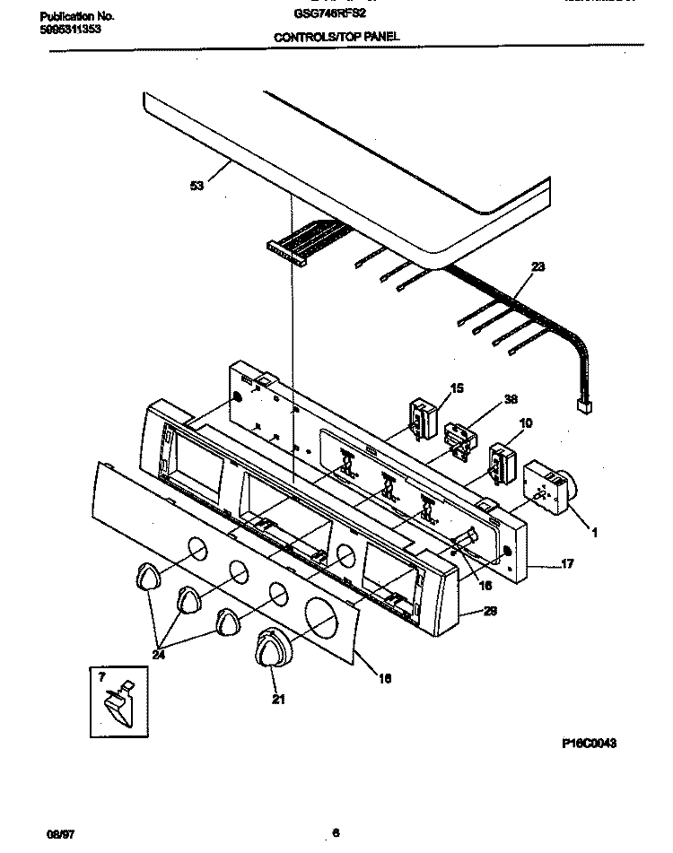 CONTROL PANEL Diagram and Parts List for GSG746RFS2  Gibson Dryer