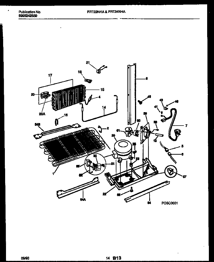 SYSTEM AND AUTOMATIC DEFROST PARTS Diagram and Parts List for FRT22NHAW0  Frigidaire Refrigerator