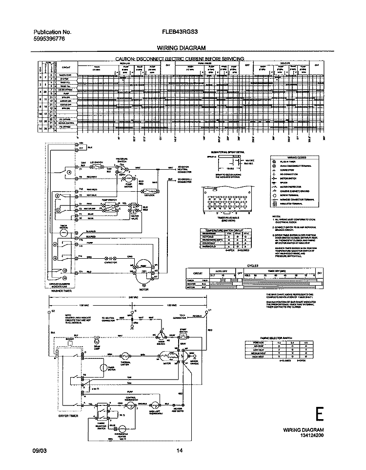WIRING DIAGRAM Diagram and Parts List for FLEB43RGS3  Frigidaire Washer Dryer Combo