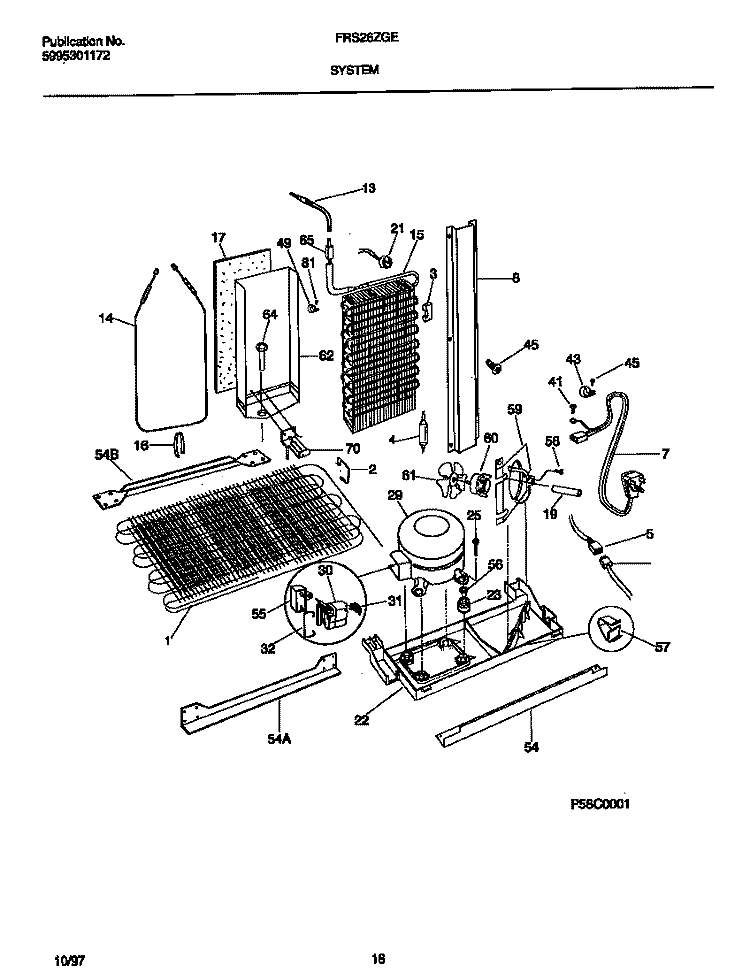 SYSTEM Diagram and Parts List for FRS26ZGEB4  Frigidaire Refrigerator