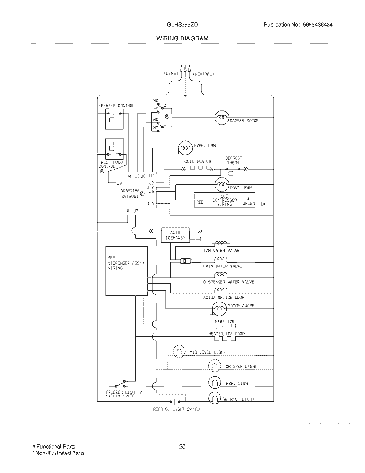 WIRING DIAGRAM Diagram and Parts List for GLHS269ZDQ7  Frigidaire Refrigerator