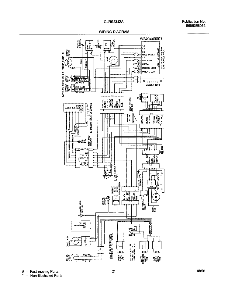 WIRING DIAGRAM Diagram and Parts List for GLRS234ZAW2  Frigidaire Refrigerator