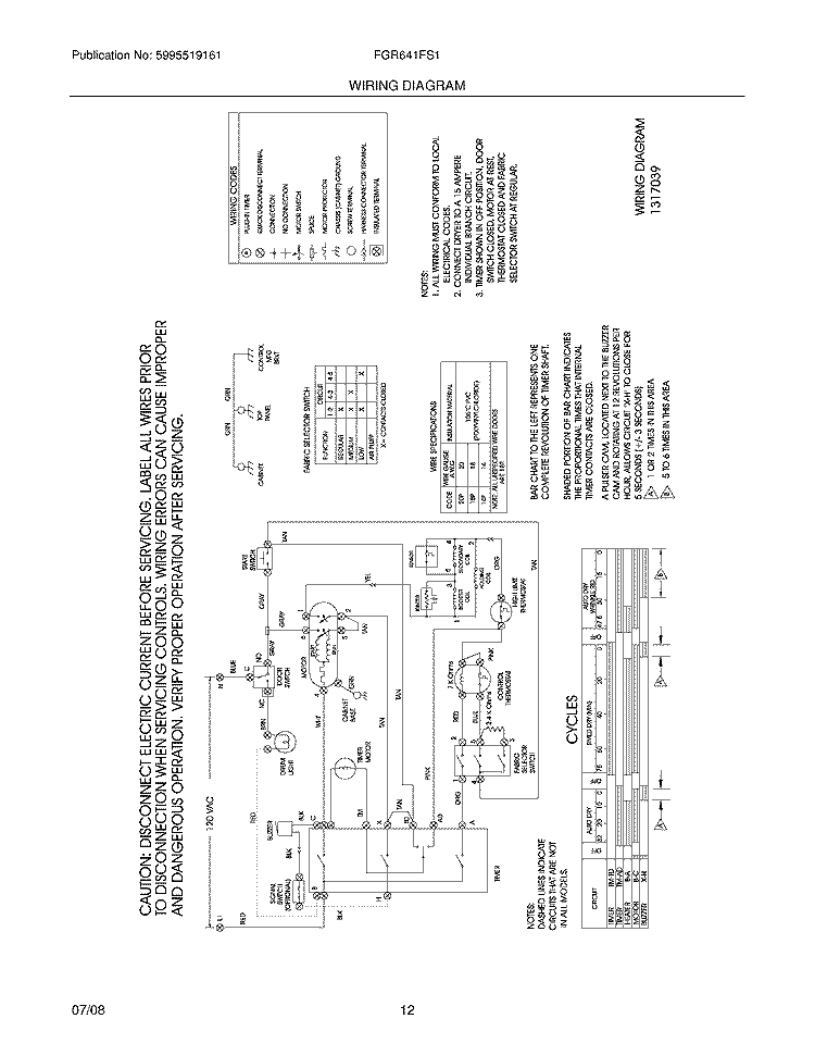 WIRING DIAGRAM Diagram and Parts List for FGR641FS1  Frigidaire Dryer