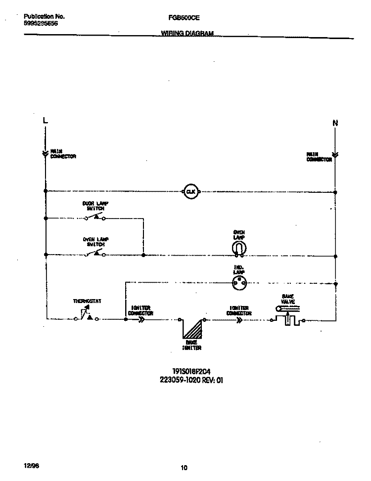 WIRING DIAGRAM Diagram and Parts List for FGB500CESA  Frigidaire Wall Oven